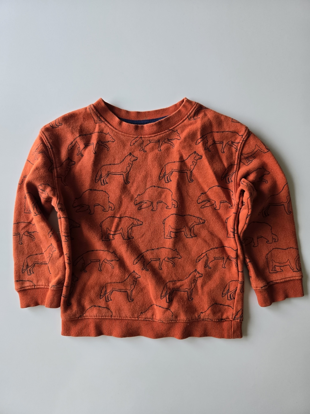 H&M Kids All-Over Animal  Bear & Fox Outline Print Sweatshirt 3/4T